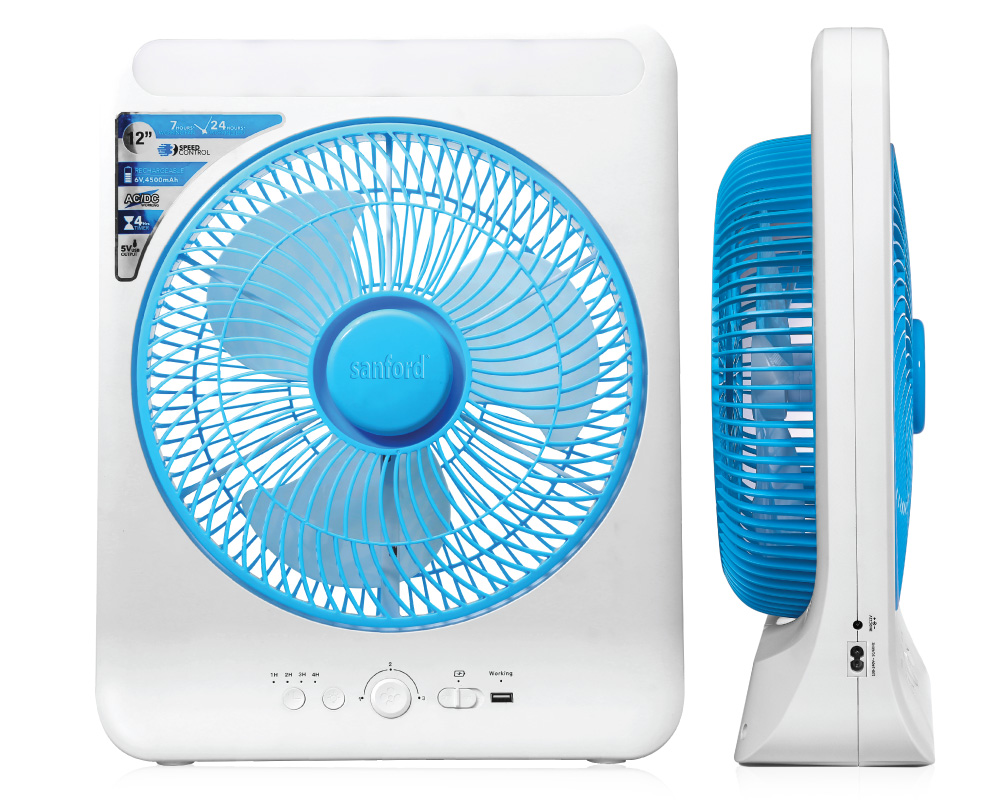 Rechargeable Box Fan with LED Light